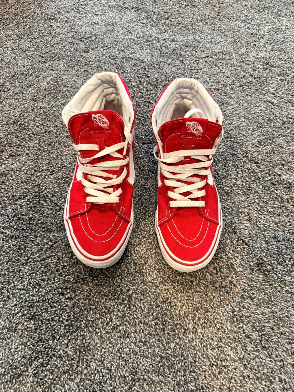 Vans Red and White High-Top Men’s Sneakers